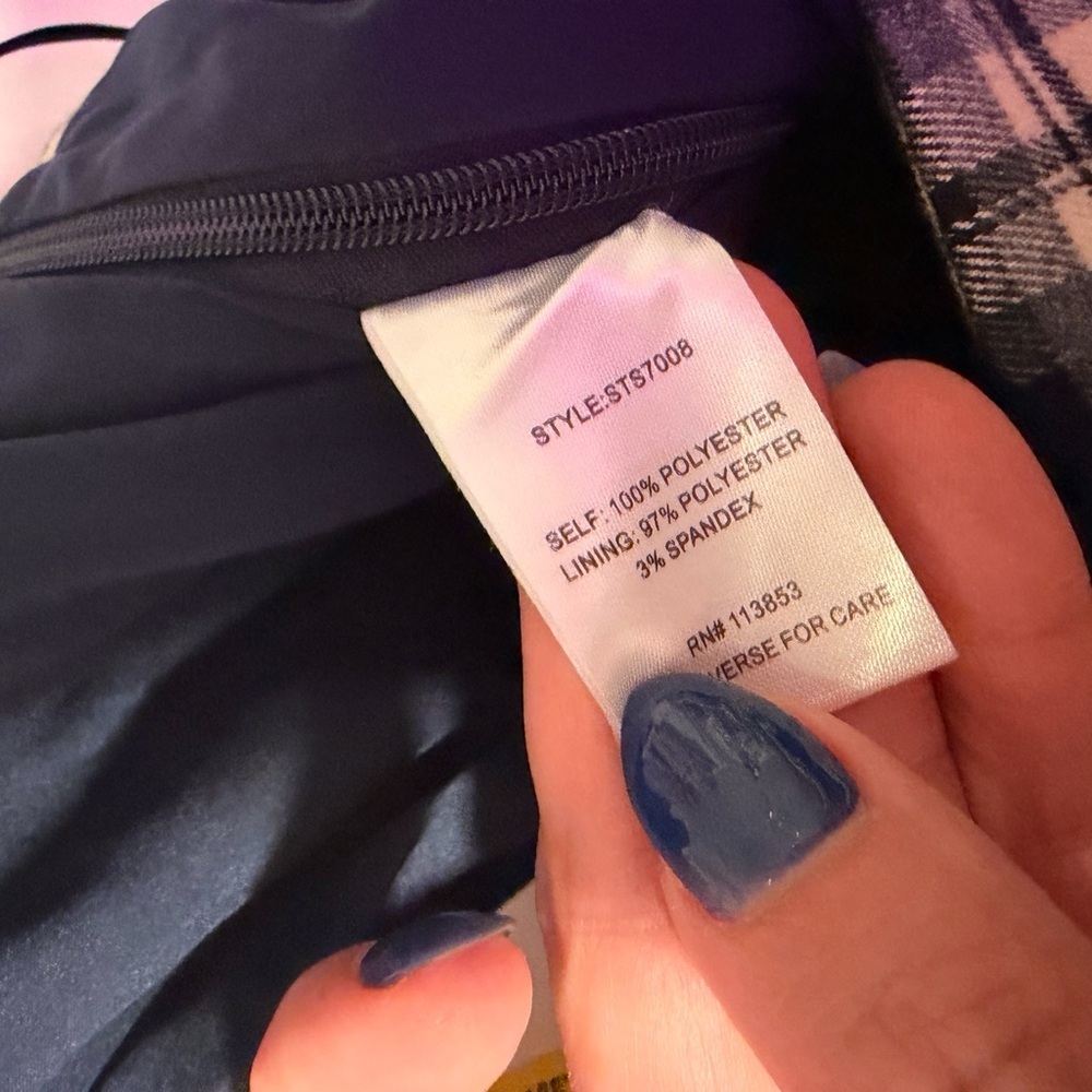 NWT Sugarlips Navy and White Plaid Skirt - Picture 7 of 7